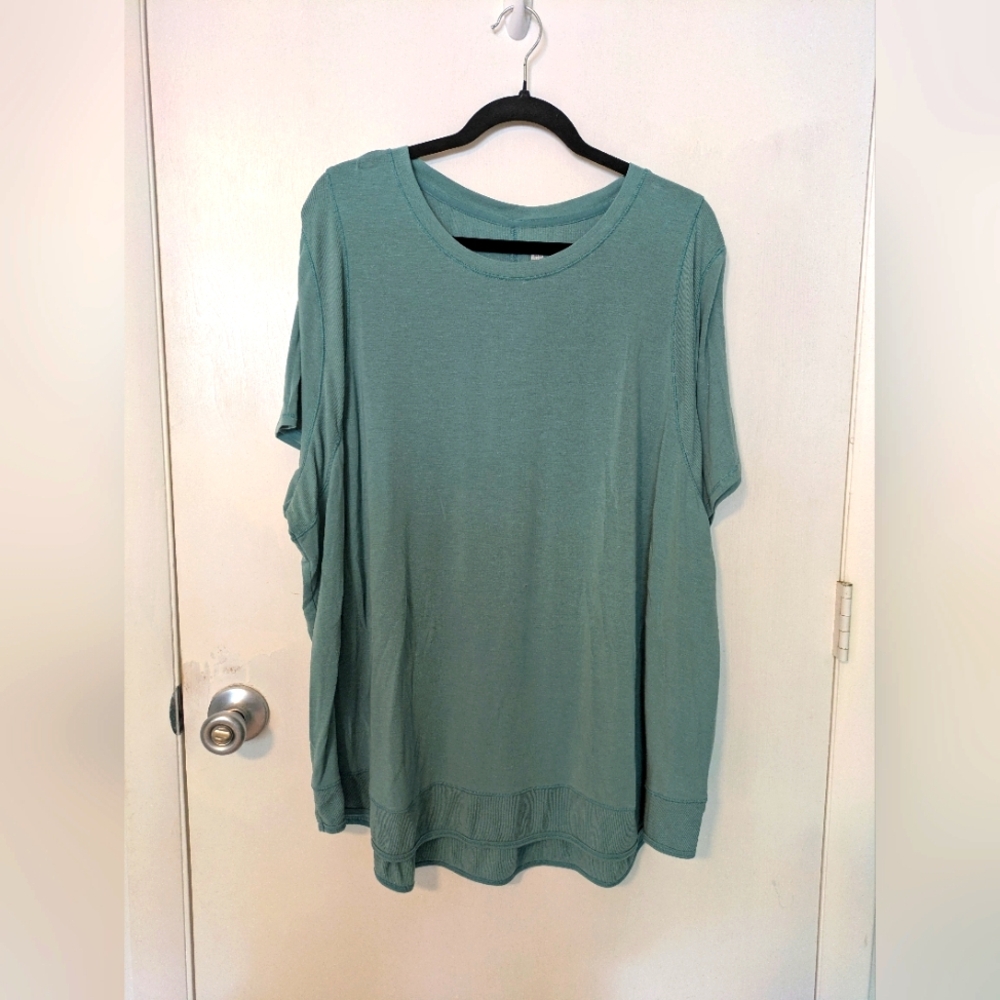Xersion 3x Teal Quick Dry Ribbed Performance Tee